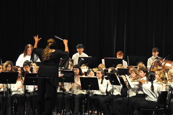 Students performing at the 2023-2024 All County Band Concert